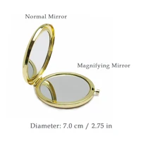 Custom Pocket Makeup Mirror Personalized Wedding Gift for Guests Golden Compact Mirror with Burlap Bag Wedding Favor Souvenir 5