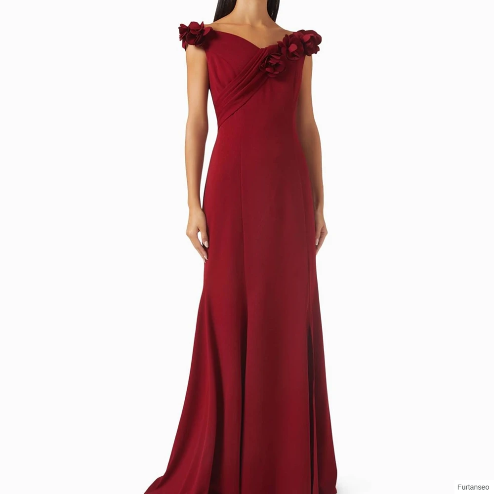 인어공주 여성용 이브닝 드레스, 바닥까지 오는 오프숄더 민소매 프롬 가운, 패션 플라워 플리츠 드레이핑 맞춤형 가운