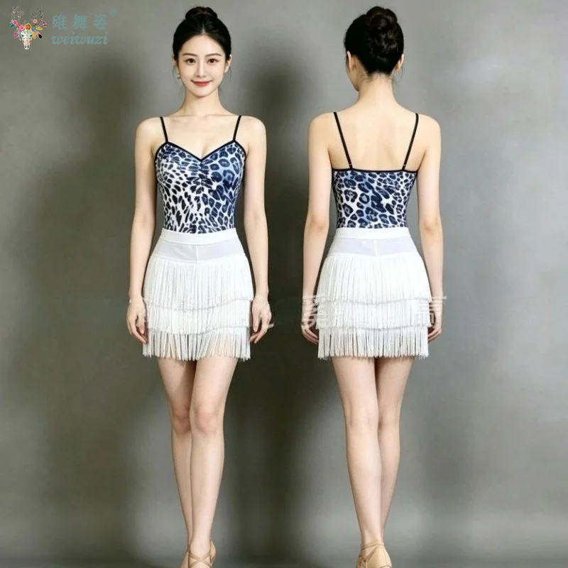 Latin Dance Wear Leopard Print Bodysuit Top Women Jumpsuit Ballroom New Leotard Latin Training Practice Wear Samba Rumba Chacha