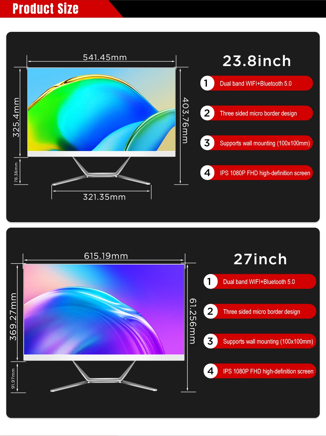 27 Inch All-in-One PC Core I7 16GB RAM 512GB SSD OEM AIO Desktop Computer Monoblock All in One PC With UPS Battery
