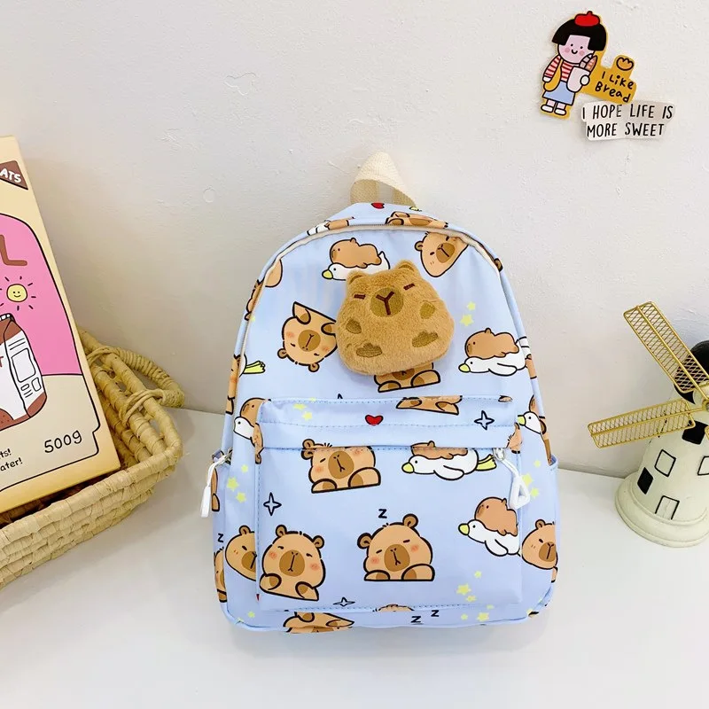 لطيف الكرتون كابيبارا على ظهره أفخم قلادة الحقائب المدرسية حقيبة كتف للأطفال رياض الأطفال على ظهره حقيبة كتب الموضة