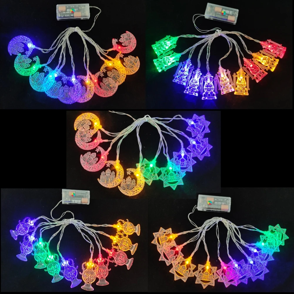 2 m 10 Lichter Eid Mubarak LED-Lichterketten Mond Stern LED-Licht Ramadan Kareem Dekoration 2026 Eid Festival Geschenk Partyzubehör