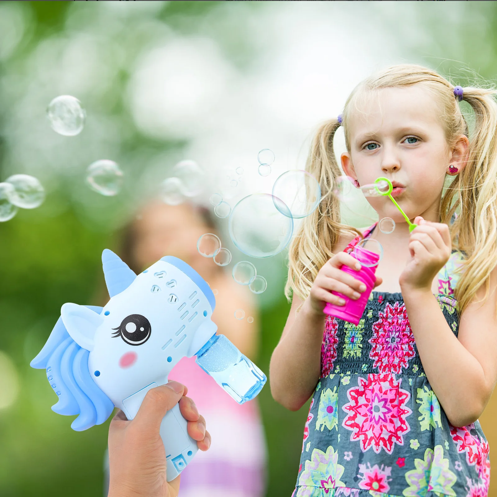 Máquina Automática de Burbujas Eléctrica para Fiestas al Aire Libre, Juego Infantil - Divertido Soplador de Burbujas de Unicornio de Dibujos Animados, Reutilizable