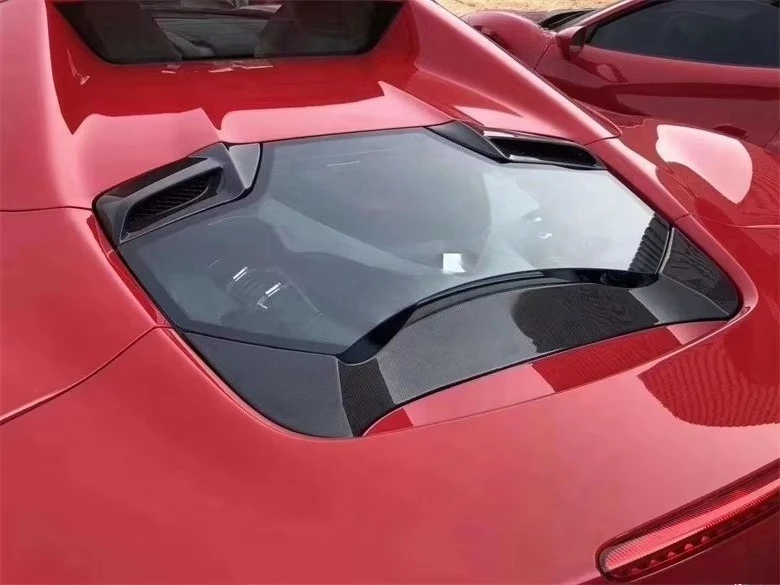 

Cap Style Dry Carbon Fiber Transparent Rear Hood Engine Bonnet Rear Trunk Car Engine Hood For Ferrari 488 Spider