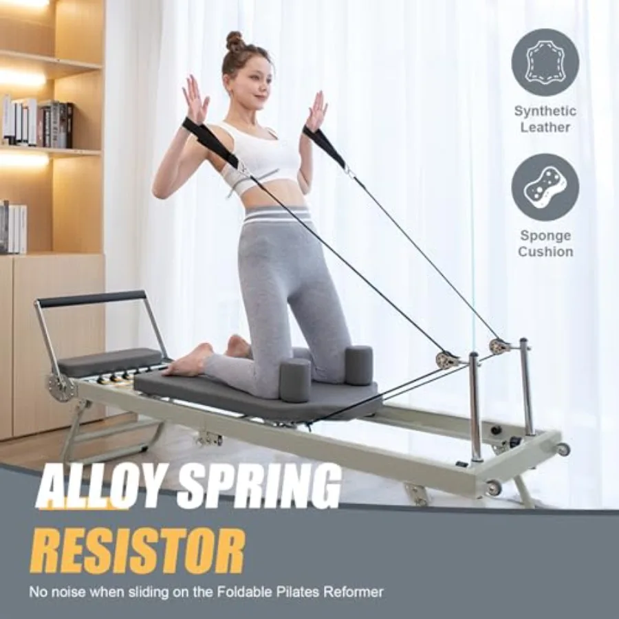 Foldable Pilates EquipmentPilates Core Training Bed - Folding Home Fitness Workout Machine Supports Up to 300 Lbs Comfortable t view 3