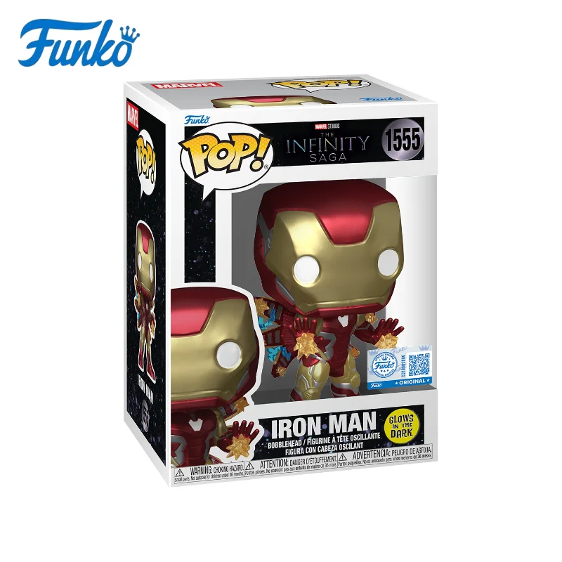 Funko POP Original Los vengadores de Marvel Iron Man figura coleccionable que brilla en la oscuridad juguete de moda regalo de Navidad decorativo para niños
