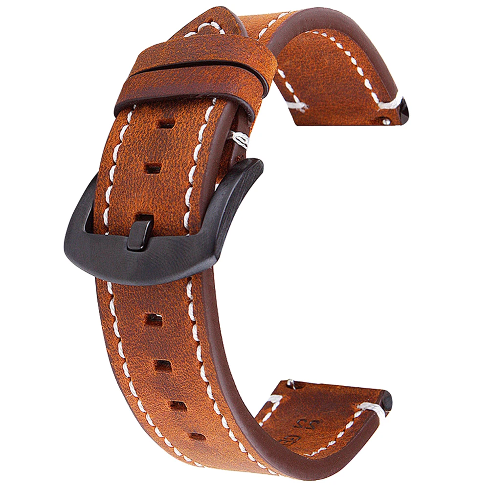 

18Mm Watch Strap Retro Smartwatch Band For S3 Dark Brown Durable Comfortable Wristband Easy Install