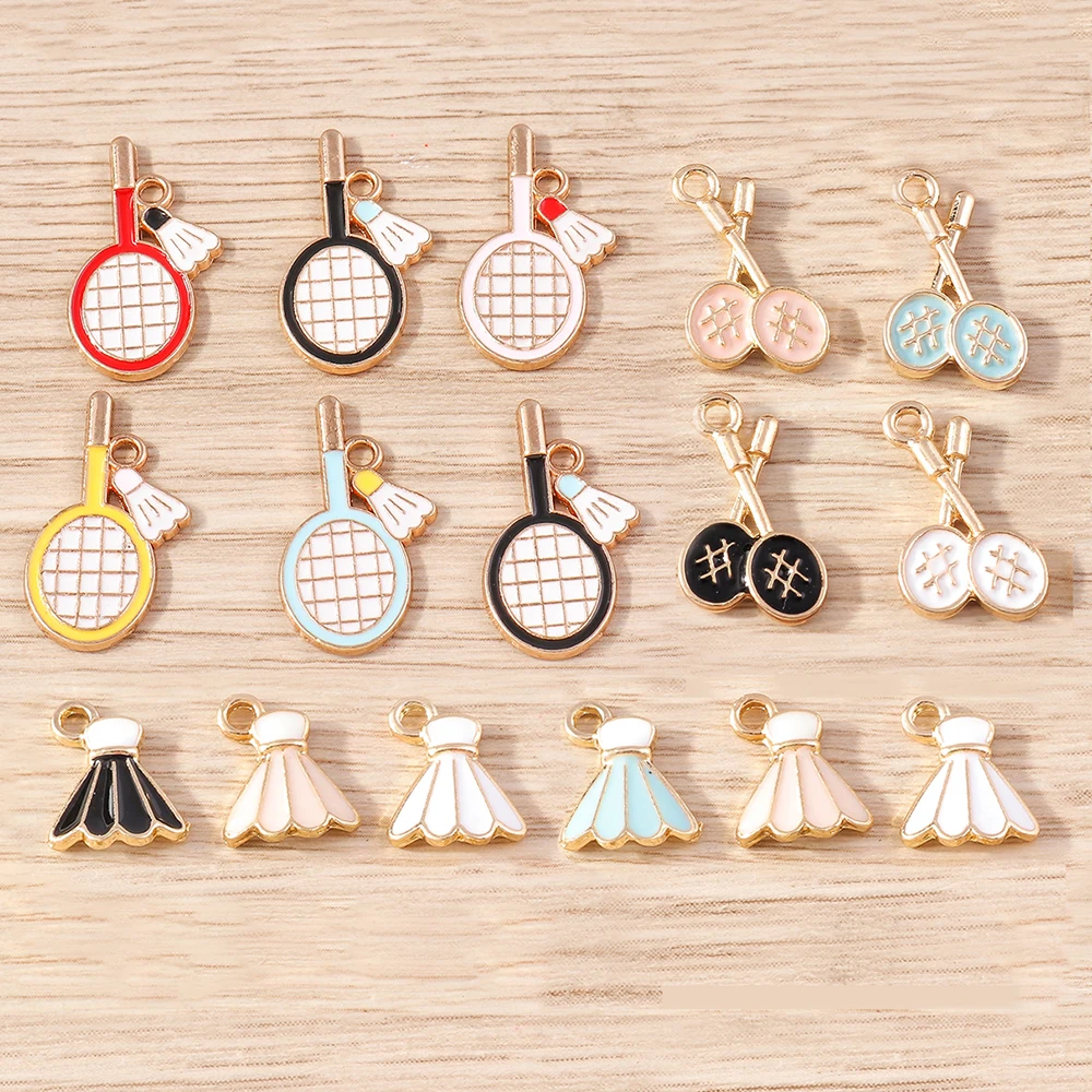 Tusember 10 قطعة المينا مضرب بدمنتون سحر التنس سحر لسوار المفاتيح قلادة قلادة DIY بها بنفسك صنع المجوهرات اكسسوارات #2