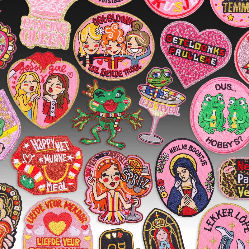 Parche Bordado con Aplique de Rana del Carnaval de los Países Bajos, Emblema de Oeteldonk, Parches Bordados para Ropa, Parches Termoadhesivos Decorativos