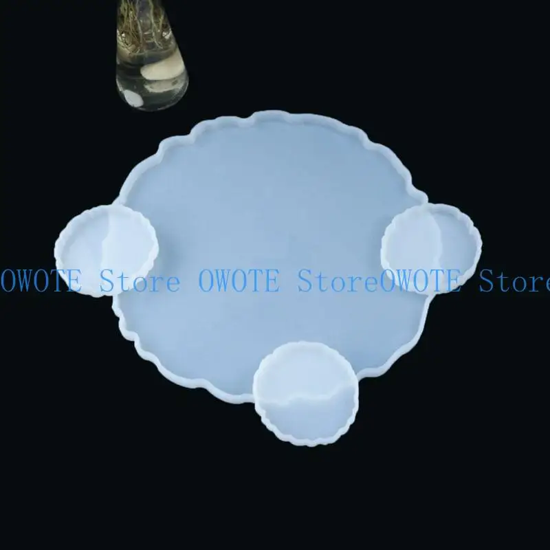 

A52E Fruit Plate Casting Mold Serving Borad Crystal Epoxy Mold Coaster Cup Mat Tray Crystal Mold Handmade Decorations Mold