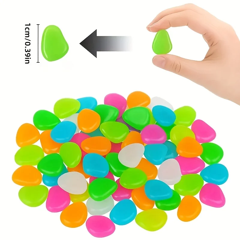 300pcs Artificial Luminous Stones Glow in The Dark Rocks Garden Pebbles Garden Fish Tank Yard Patio Lawn Walkways DIY Decoration