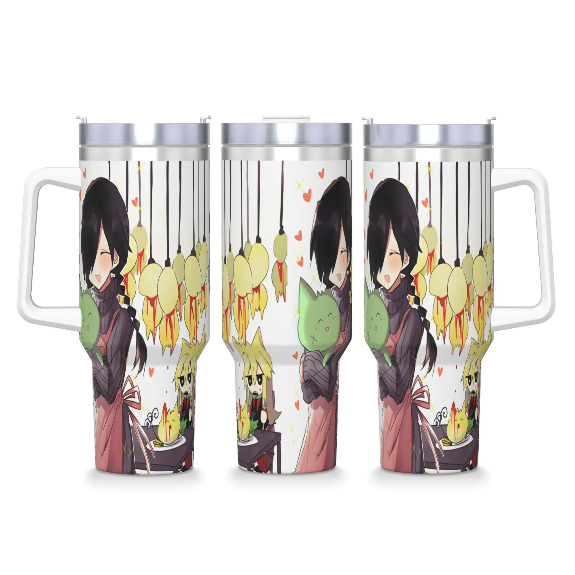 M-mogeko castle Stainless Steel Tumbler  Travel Thermal Cups With Straws and Lid 40oz Car Mugs Cold and Hot Water Bottle