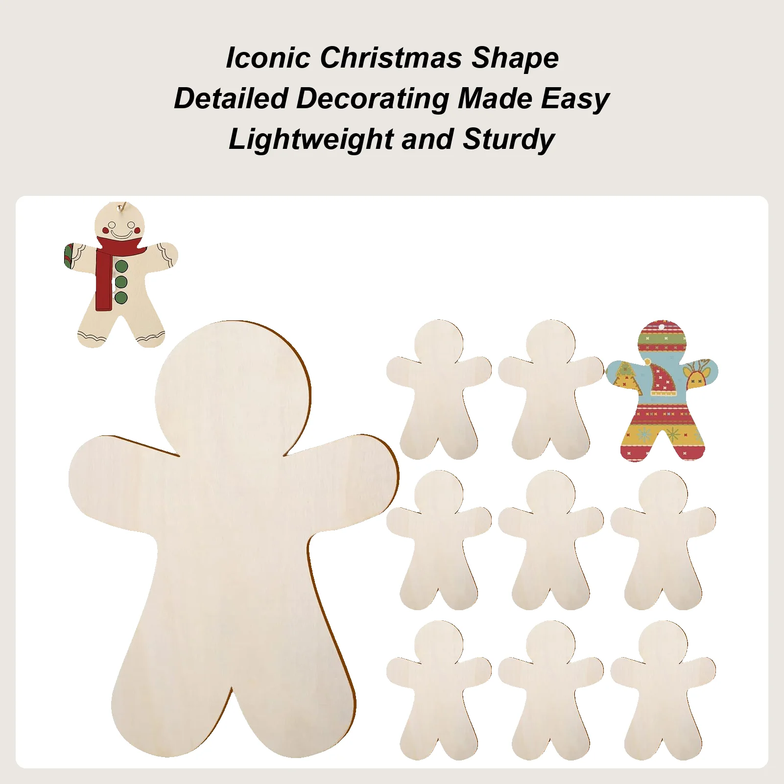 

Gingerbread Man Ornaments 10 Pieces Crafts Christmas Tree Decor Blank Hangable Decorations For Wall Window Home Wedding Party