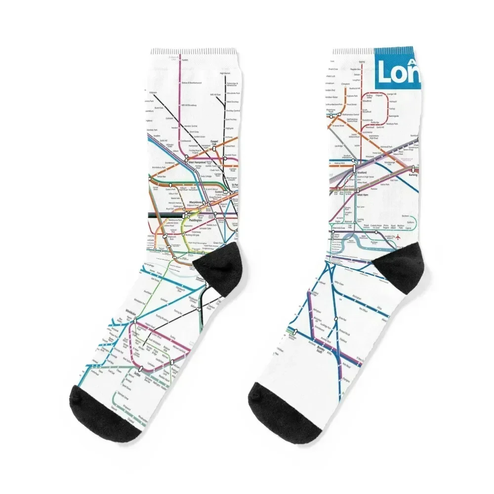 London AllRail map Socks christmas gift funny gift Novelties luxury Socks Female Men's