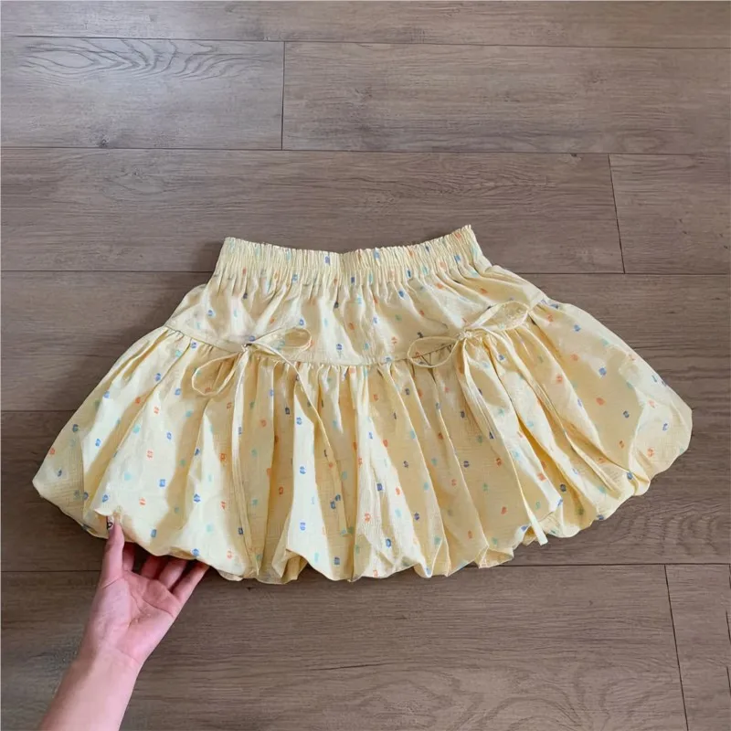 Y2k Fashionable Colorful Polka Dot High Waisted Flower Bud Dress Sweet Girls Retro Punk Harajuku Princess Skirts Women Clothes
