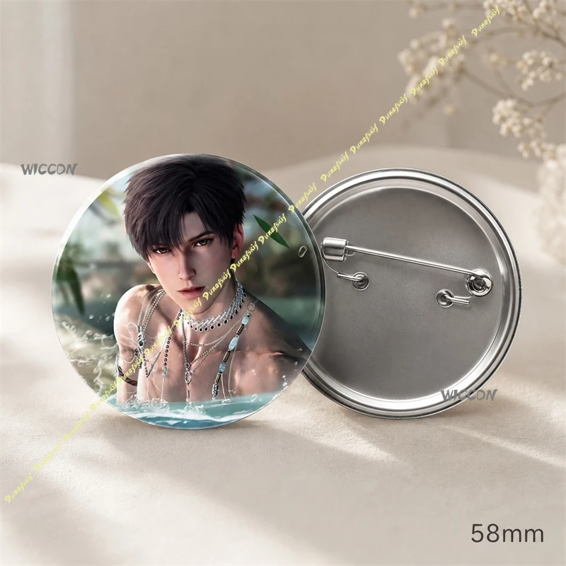 Anime Games Love and Deepspace Zayne Round Metal Badge Anime Character Pin Brooch Collectible Game Peripheral Gift For Fans