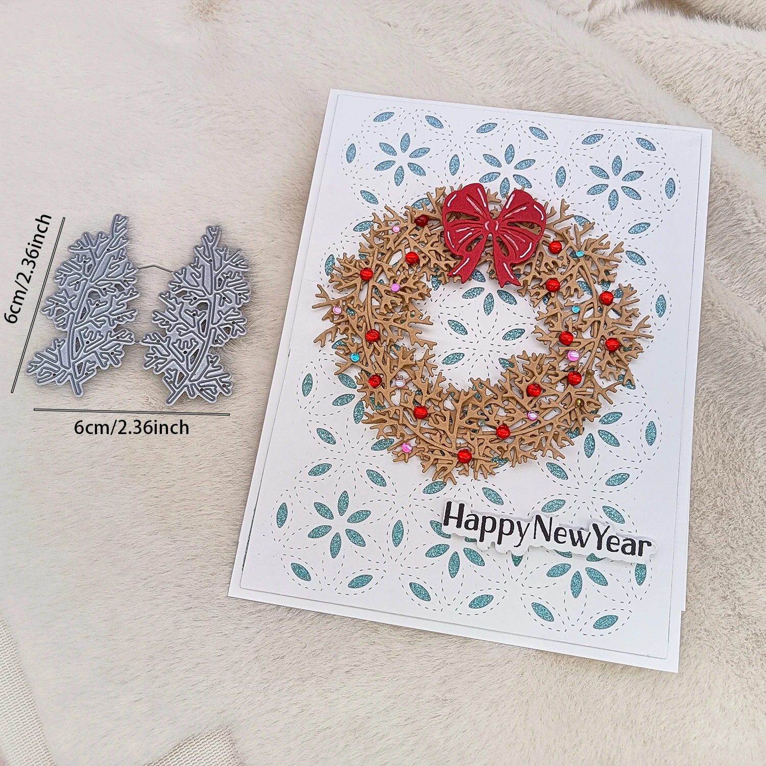 Alinacutle Weihnachtskranz Blatt Metall Stanzformen geschnitten Scrapbooking Papier Handwerk Album handgemachte Karte Vorlage Stirbt Schneiden
