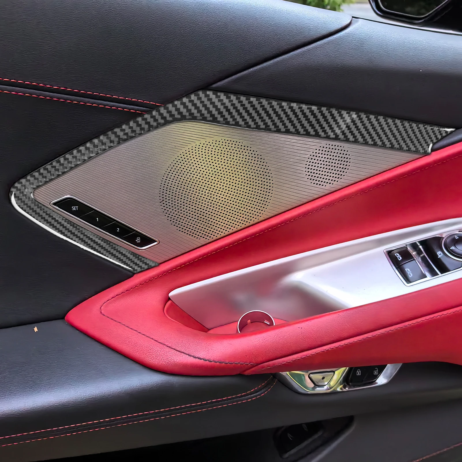 

For Chevrolet Corvette C8 Z51 Z06 2020-2023 Accessories Carbon Fiber Dashboard Side Speaker Panel Cover Car Interior Sticker