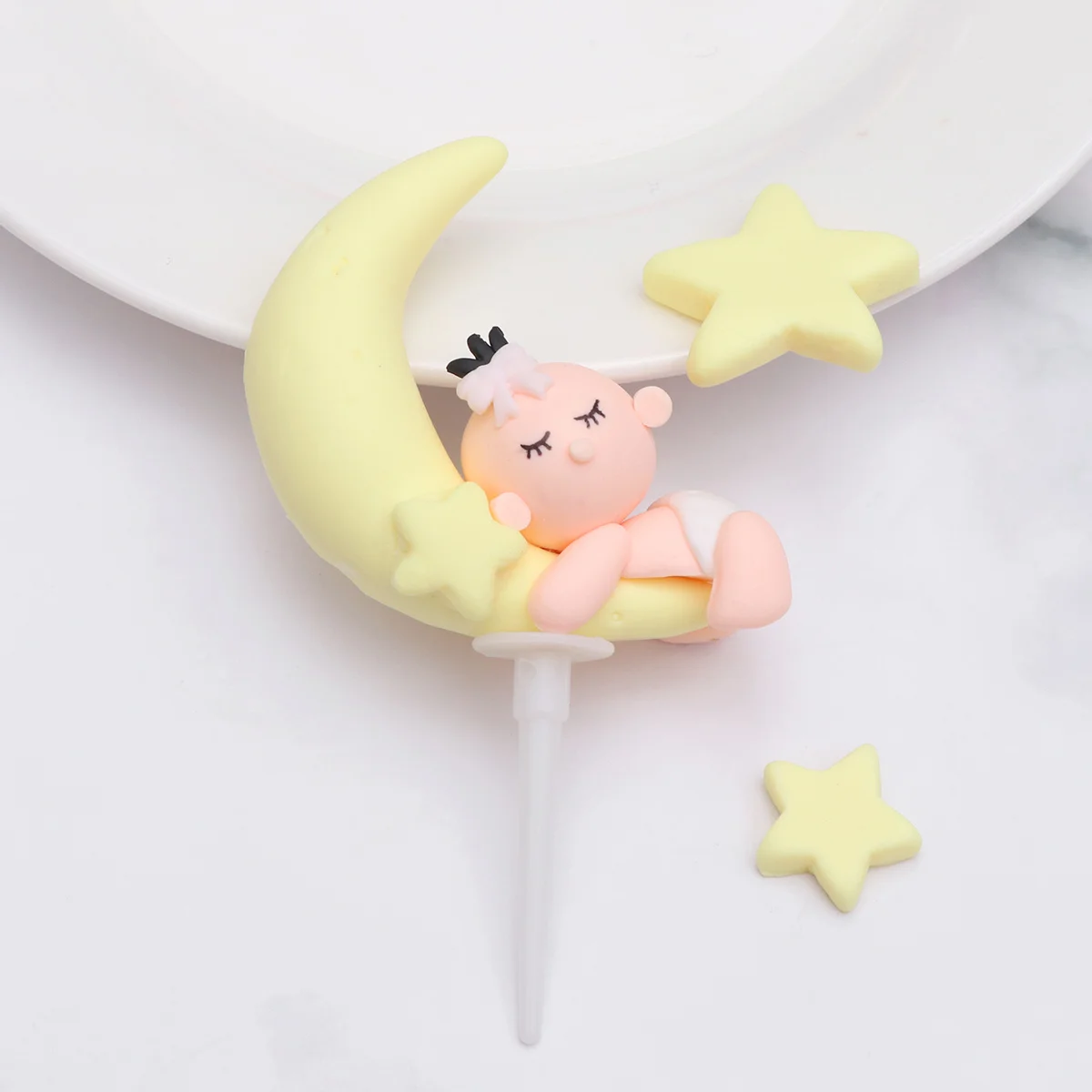 

3Pcs Polymer Clay Cake Picks Creative Large Small Star Birthday Cupcake Decoration Ornament