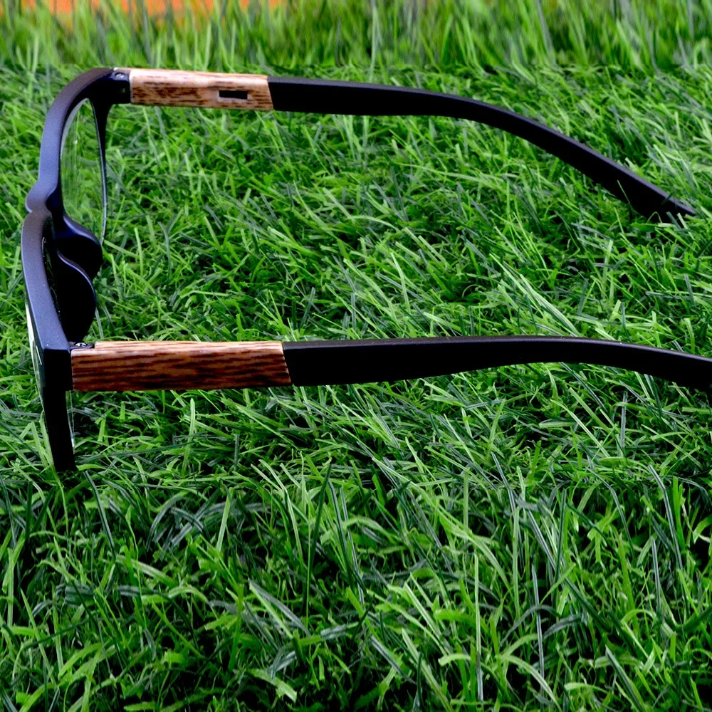 Handcraft Wood Grain Square Blue Frame Men Progressive Multifocal Limited Reading Glasses +0.75 to +4