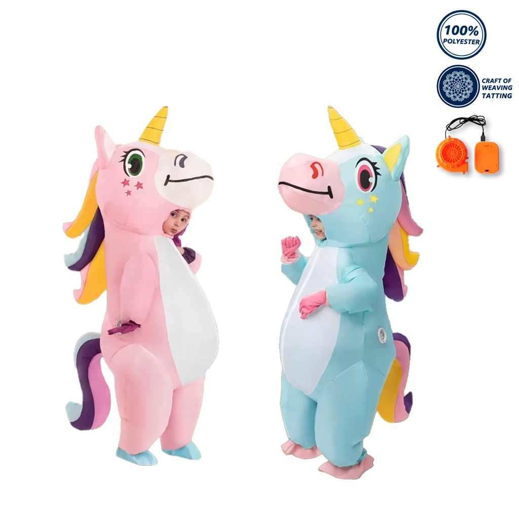 Kids Inflatable Unicorn Costume Full Body Funny Blow Up Suit Unisex for Thanksgiving Christmas Party Cosplay (Aged 9-12 Years)
