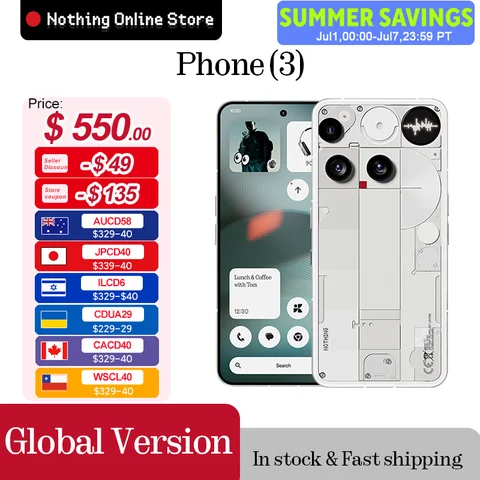 Смартфон NOTHING Phone (3), 12/256ГБ, 16/512ГБ, global