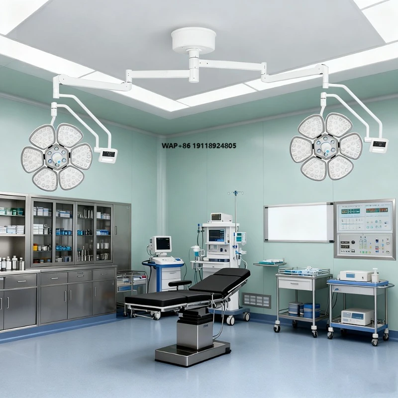 Wall-mounted/ceiling-mounted electric LED shadowless surgical lamp with a high color rendering index of 98 for procedures