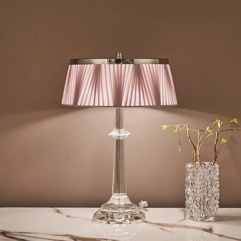 Nordic Light Luxury Crystal Table Lamp Simple Bedside Lamp Warm Modern American Style for Living Room Study Decorative Luminaria