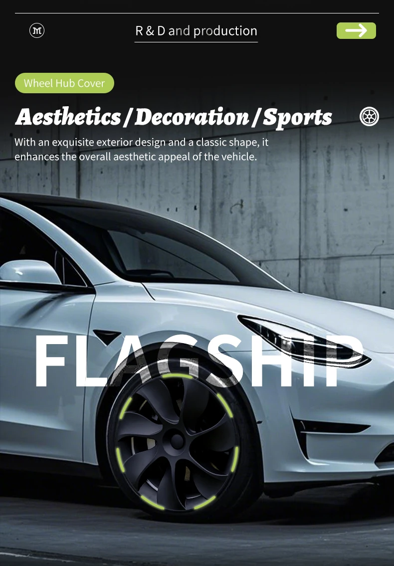 4PCS Wheel Cap Design For Tesla Model Y 2020-2024 19 Inch Right&Left Hubcaps Cyclone Cover Wheel Cover Replacement Accessories