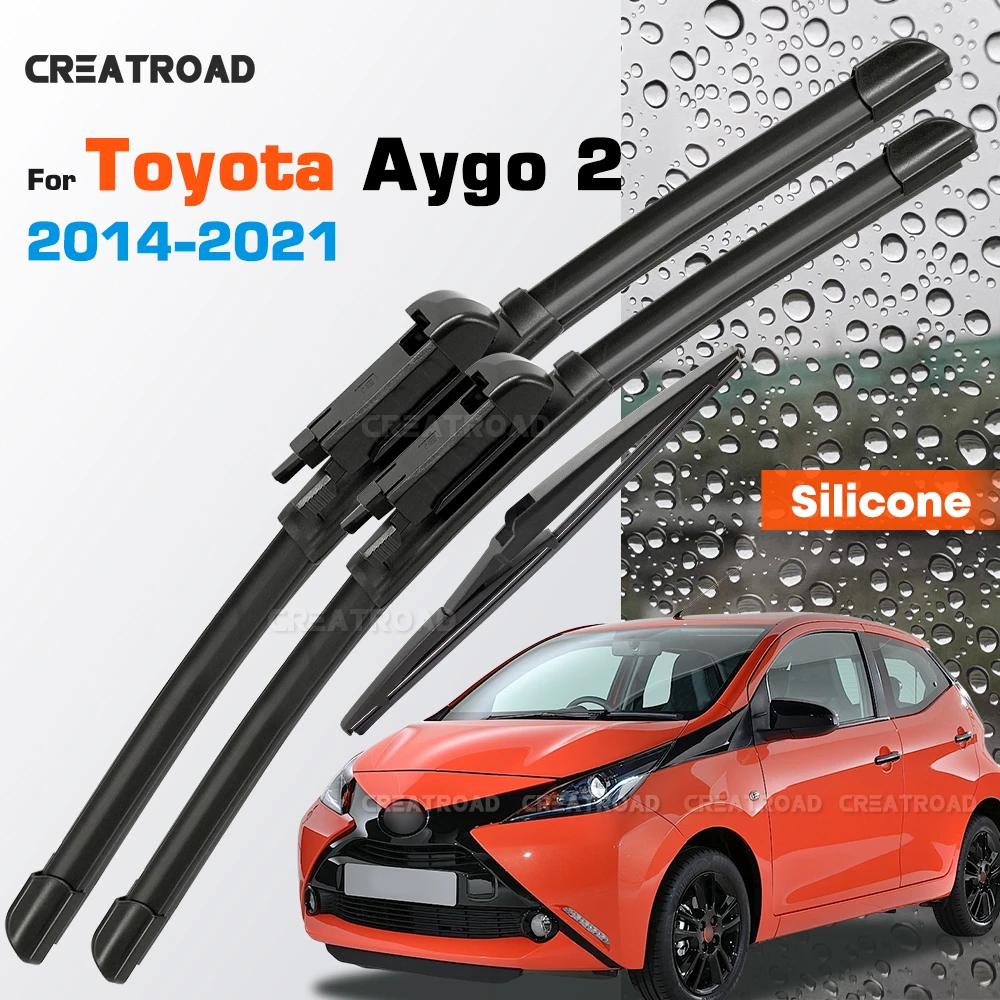 

Silicone Wiper Blades Fit For Toyota Aygo 2 2014-2021 Coated Silent HD Wear-Resistant Windshield Wipers 26"+26"+12"