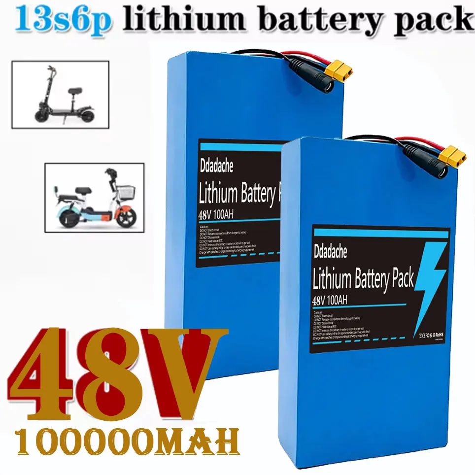 100Ah 48V 100% Neue 13S6P Batterie Original Lithium-Akkupack 2000W Citycoco Motorroller-Batterie mit integriertem 50A BMS