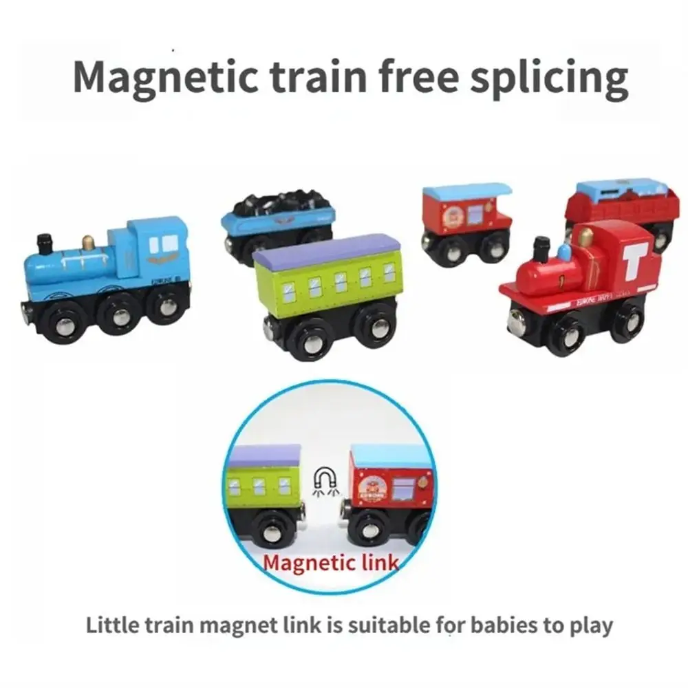 Trenes de juguete magnéticos de madera: locomotoras, combinaciones de vías, modelos de trenes, vehículos ferroviarios, trenes de pista, coches de tren
