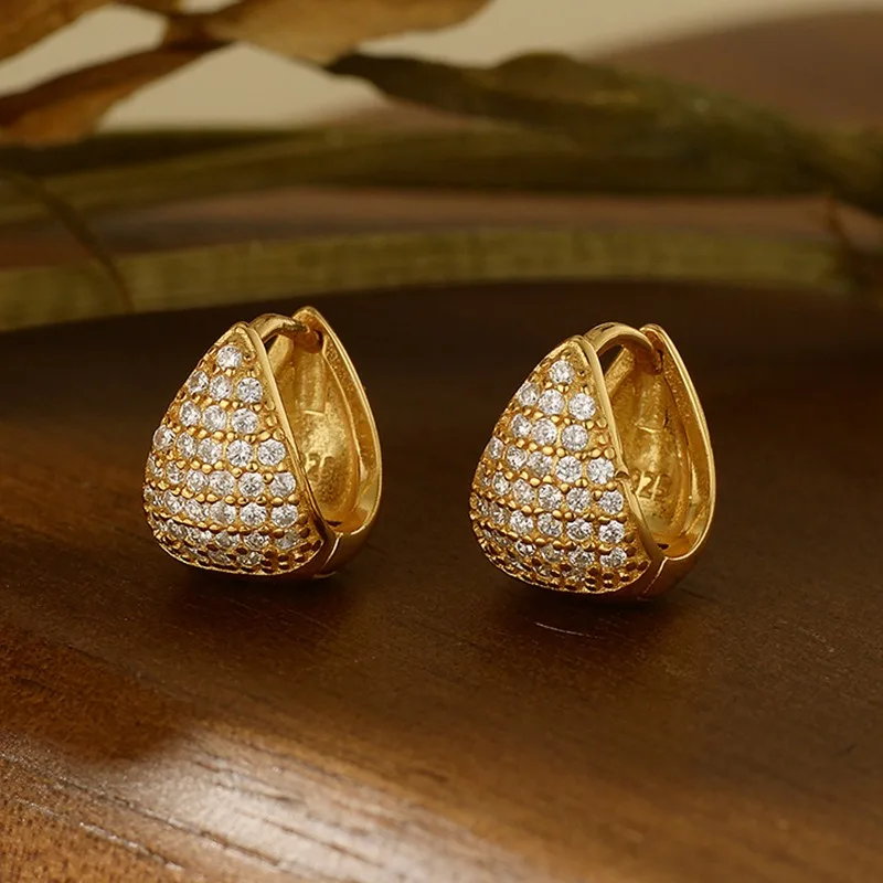 

925 Silver 5A Zircon Triangle Drop Earrings for Women Luxury Jewelry Plated 18k Gold CZ Geometric Dangle Earrings Birthday Gift