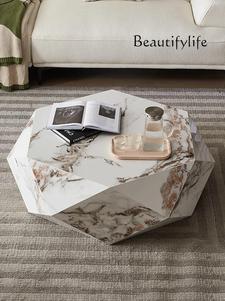 Italian Affordable Luxury Style Coffee Table Villa Modern Minimalist High Sense Creative Strange Shape Stone Plate Coffee Table