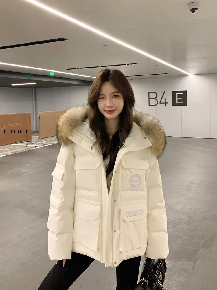 

Пуховик женский Snow Mountain 2025, ультра-теплый, с большим меховым воротником, на 90% белом гусином пуху, рабочая одежда