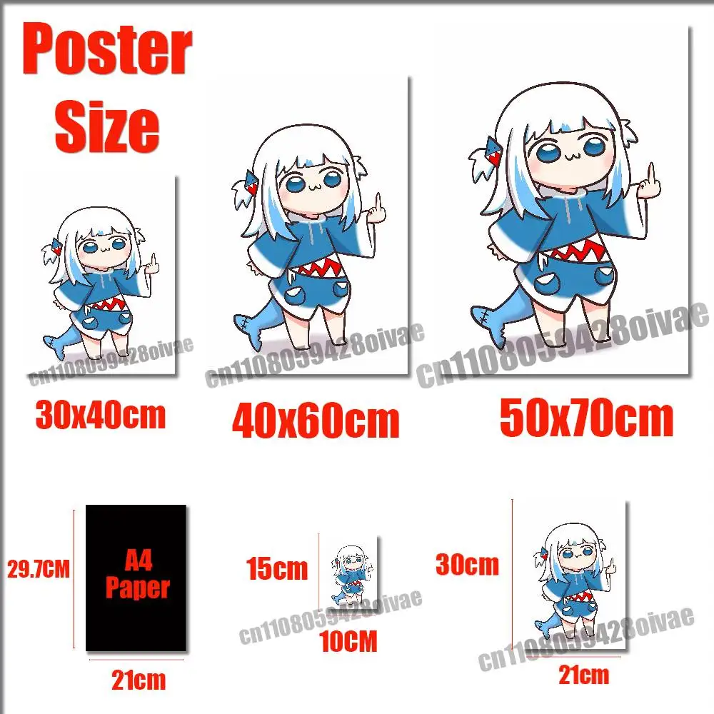 Singer G-Gawr Gura Poster Sticker For Home Decoration 10x15cm Self-adhesive Souvenirs Playbill Cover