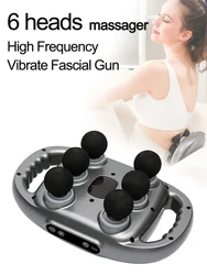 New 6 Heads Electric Massage Gun Deep Muscle Massager Body Relax High Frequency Vibrate Fascial Gun Fitness Massage Machine