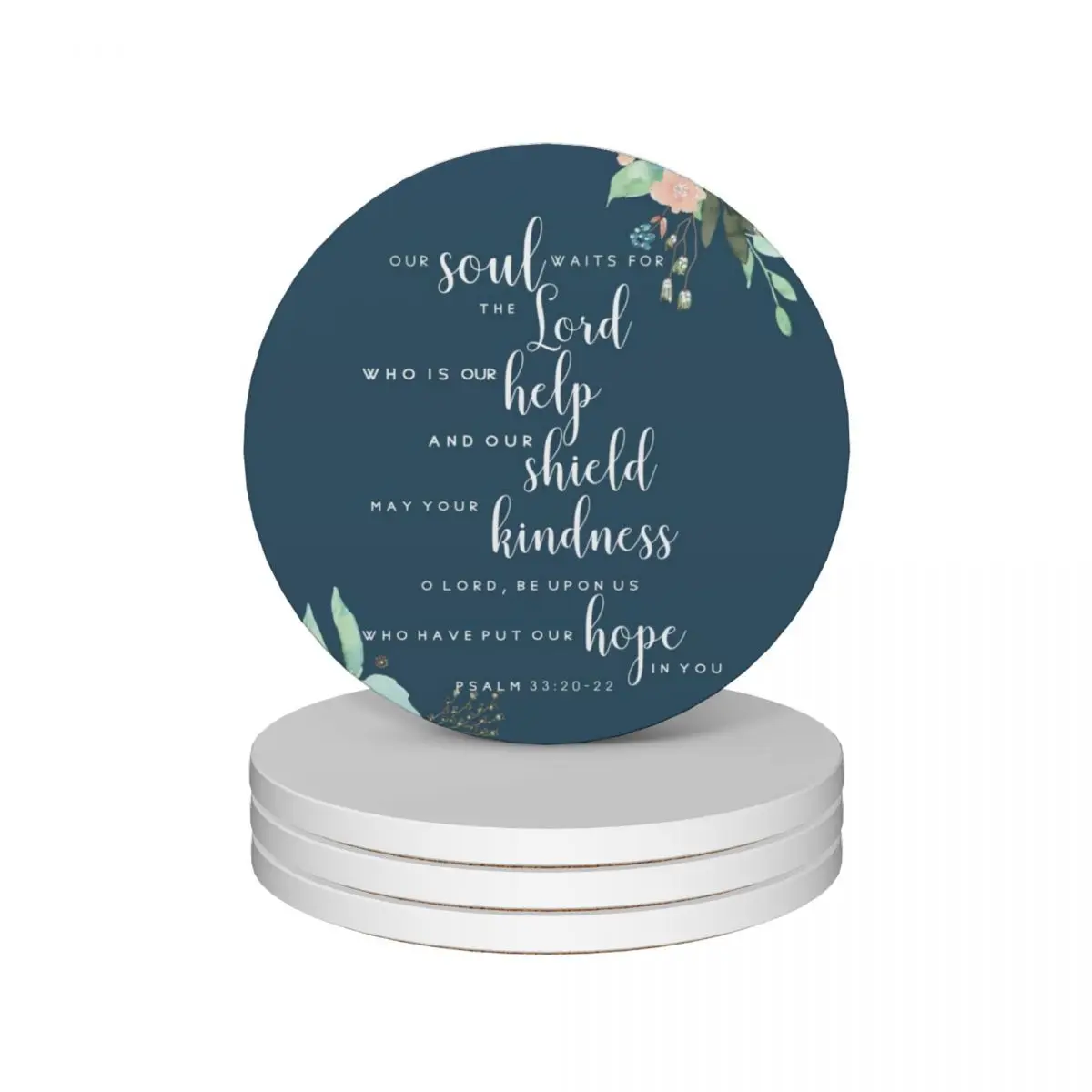 

Bible Quotes Christian Gifts Ceramic Coasters (Set of 4) flower Tea cups plate bulk Coasters