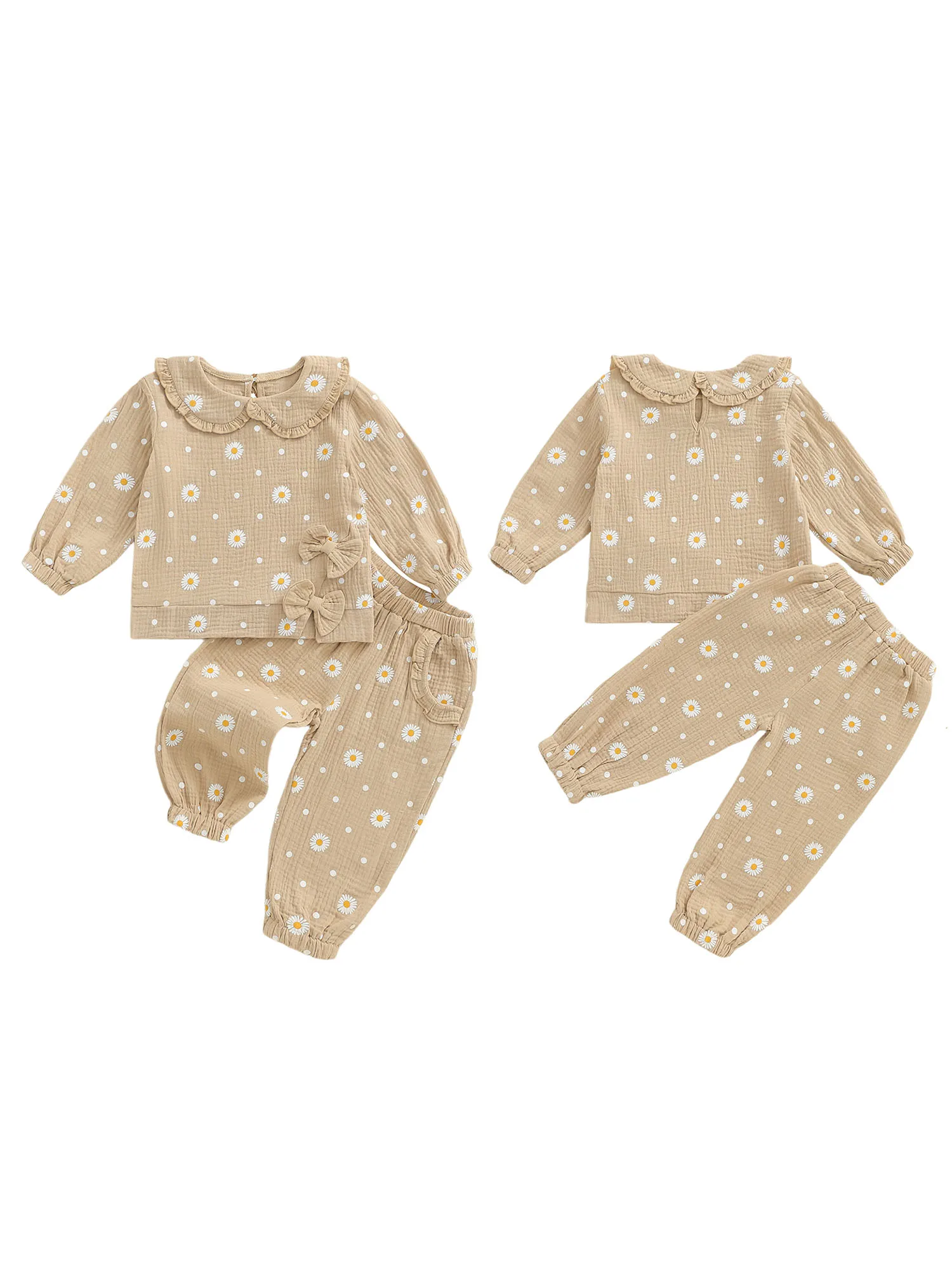 

Зимняя одежда из 2 предметов для маленьких девочек, толстовка с длинными рукавами и цветочным принтом, леггинсы, комплект детской одежды на осень-зиму