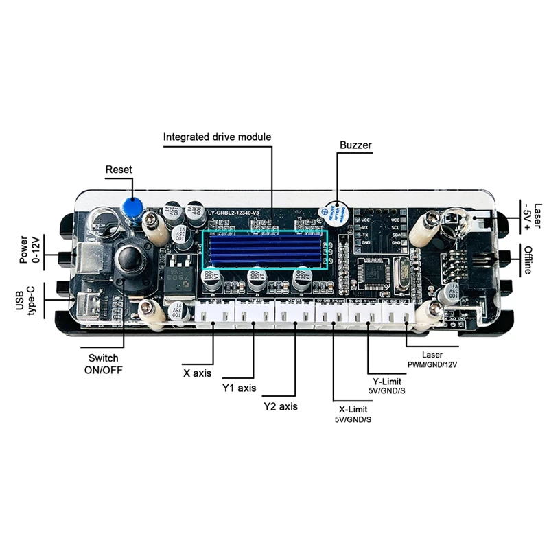 GRBL1.1 Tipo-C Control Board para Laser Engraving Machine, dois eixos integrado Driver, 32 Bit
