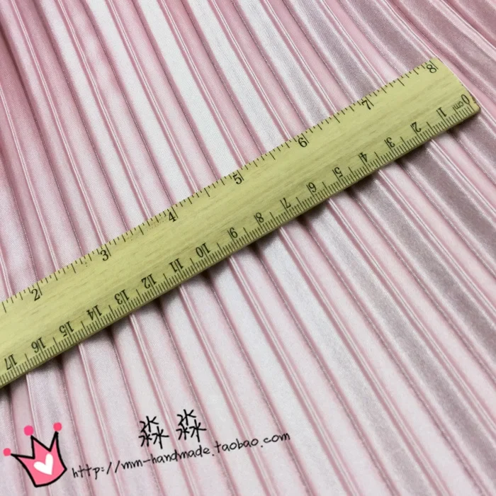 1psc Electro-optic clothing pleated fabric multicolor stripes accordion silk satin crushed through dress fabric