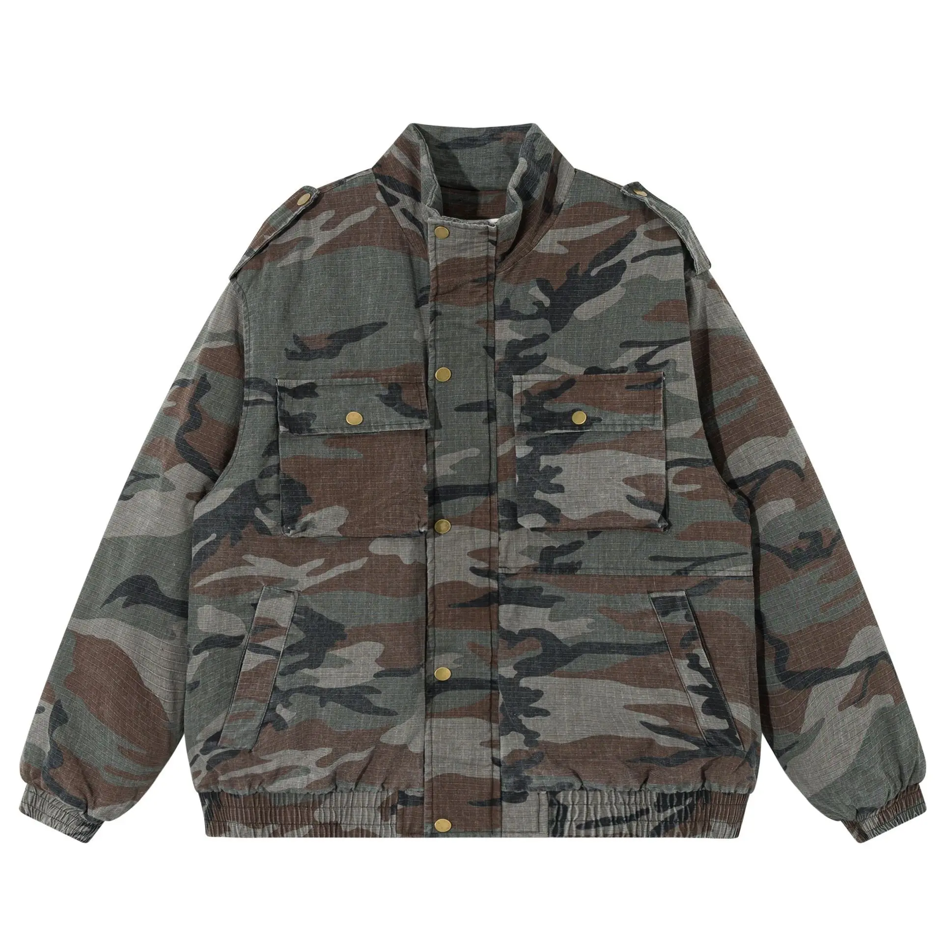 

Свободная камуфляжная куртка в стиле милитари для мужчин и женщин, зимняя рабочая одежда, хлопковое пальто с множеством карманов, модное городское длинное пальто