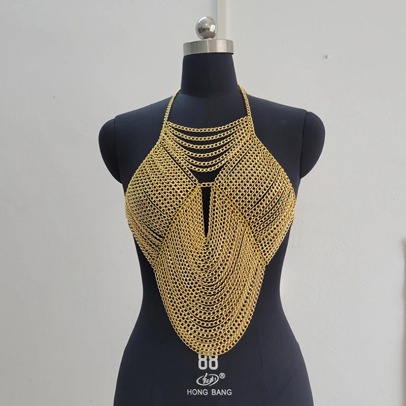 Handgefertigte Körperketten-Accessoires Damen Tanktops Gold Silber Sexy BH Crop Tops 2026 Sommer-Top 2000er Jahre Kleidung Vintage Camisole – Detail 5