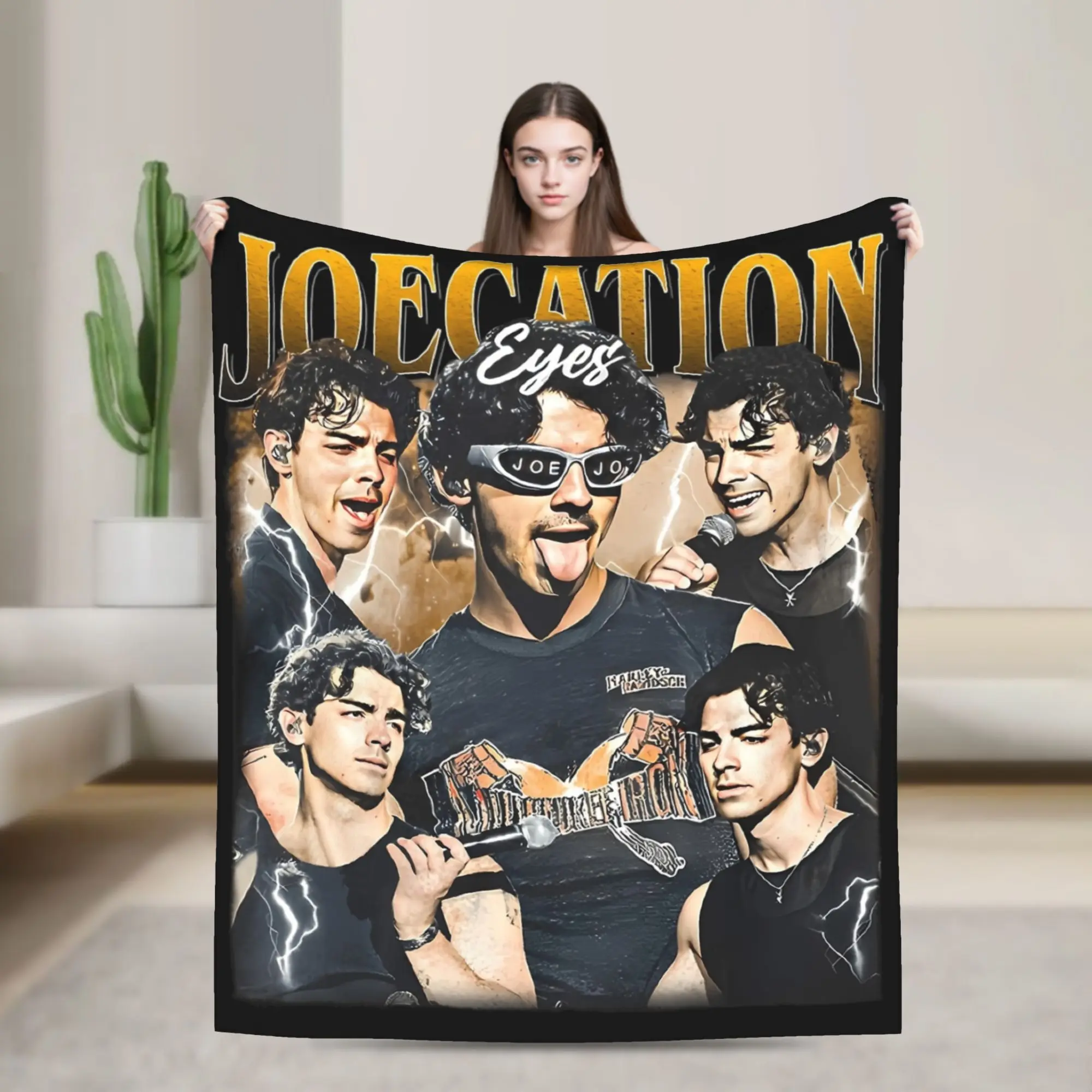 Joe Jonas Joecation Eyes Brothers Blanket Fleece Decoration  Multi-function Super Soft Throw Blanket for Home Outdoor Bedspread