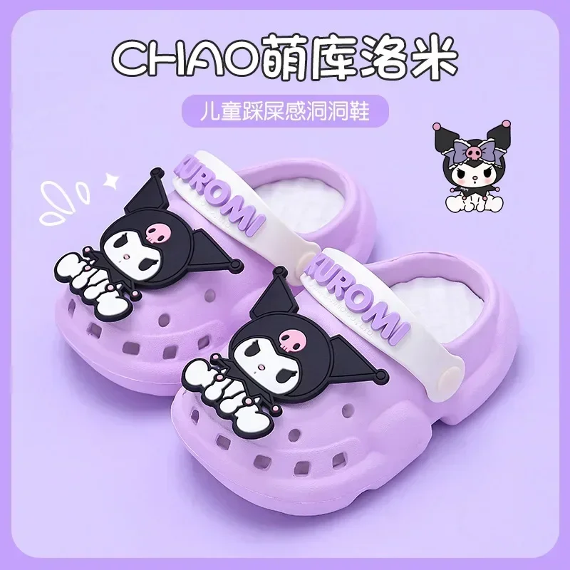 Sanrio Hello Kitty Clogs Summer Women Outdoor Beach Slippers Home Non Slip Cute Kuromi Cartoon Sandals Toe Cap Kawaii Gift