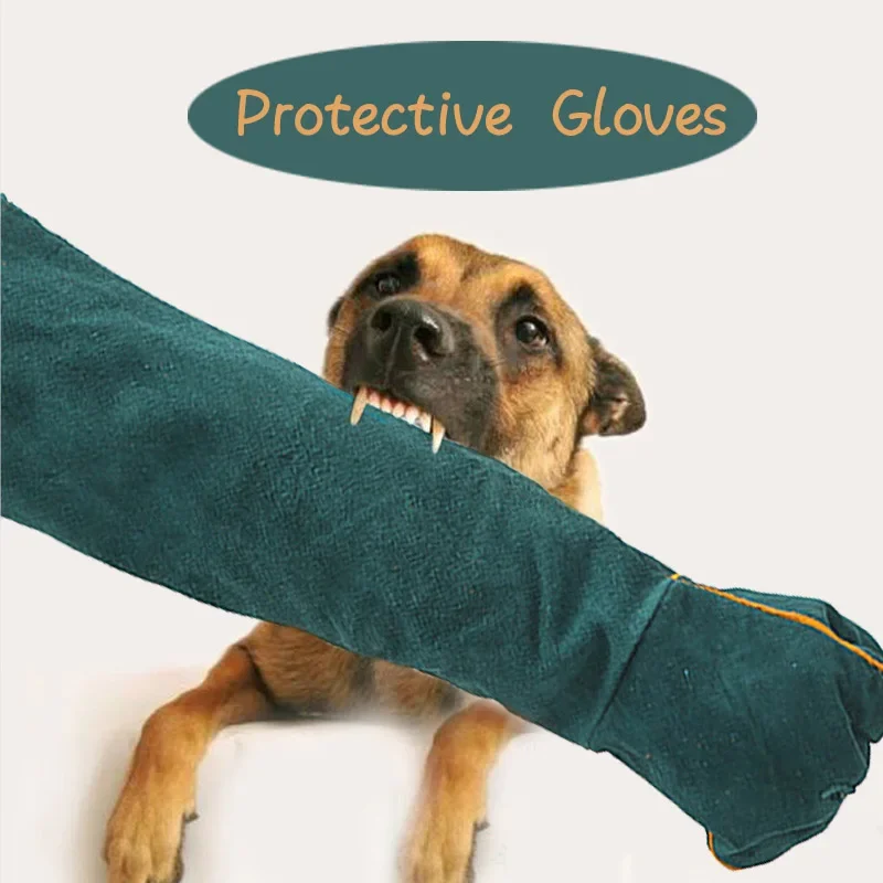Guantes anti mordeduras y arañazos cuero perros gatos – Brazo largo