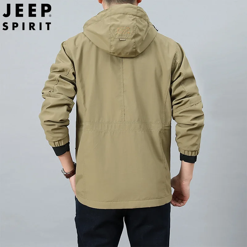 JEEP SPIRIT 남성용 멀티 포켓 자수 재킷, 올 매치 캐주얼 패션, 고품질 의류, 가을 신제품 툴링