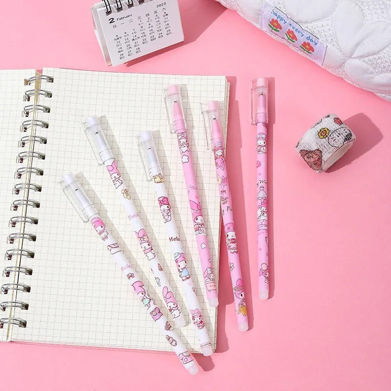 

12-144pcs Sanrio Kawaii Melody Erasable Neutral Pen Cute My Melody Roller Ball Pen Gel Pens School Supplies Stationery Wholesal