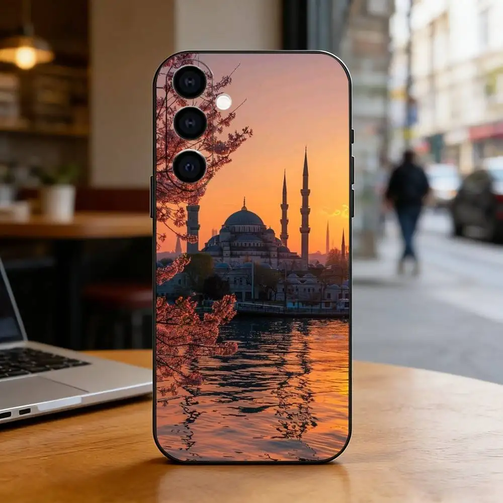 S-SceneryS Istanbul T-Turkey Phone Case Black Silicone Soft For Samsung Galaxy A73,A72,A71,A70,A53,A52,A51