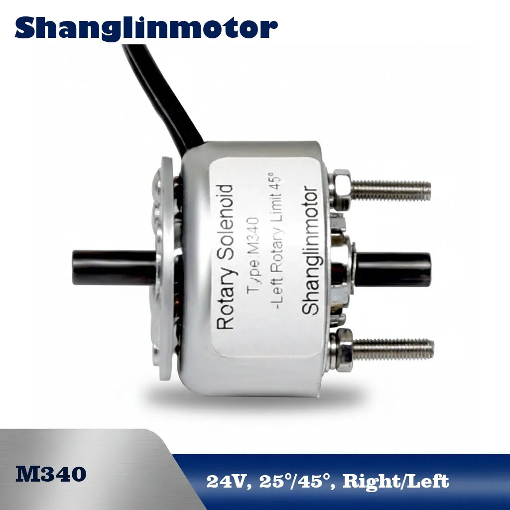 M340 High Speed Rotary Solenoid 24V Dual Shaft 25° 45° Limit Self-Return Electromagnet for Egg Sorting Machine Textile Shutter